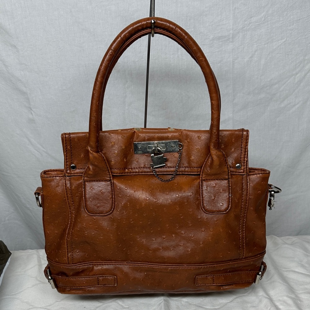 MG Collection Brown Faux Leather Handbag